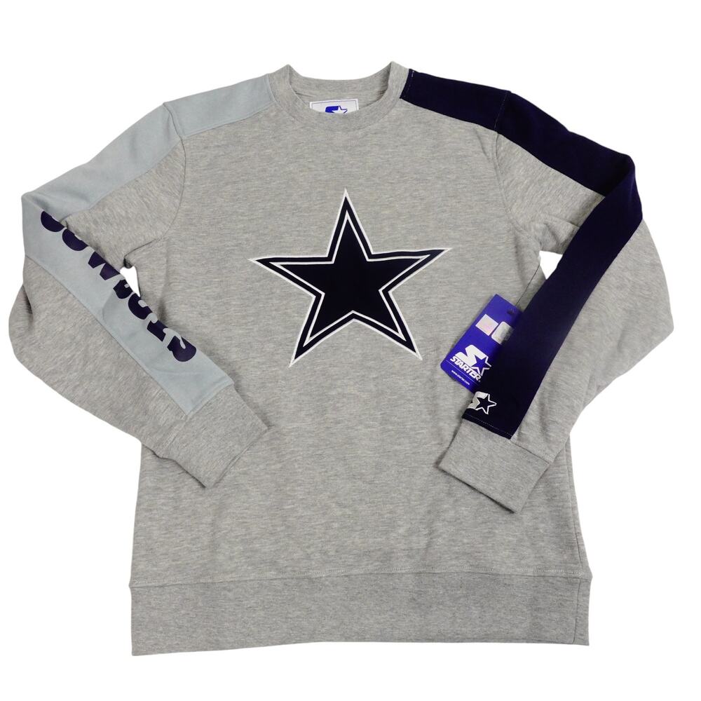 Starter Cowboys NFL Stadium Mens Crewneck Embroidered Gray NEW NWT Small